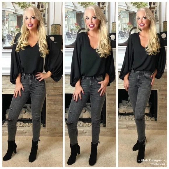 LAST PAIR! VERVET High Waisted Black Acid Wash Skinny Jeans! - Picture 8 of 8